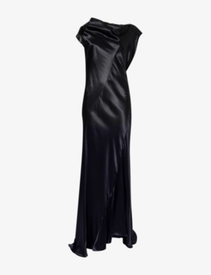 ALBERTA FERRETTI: Draped Asymmetric Woven Maxi Dress