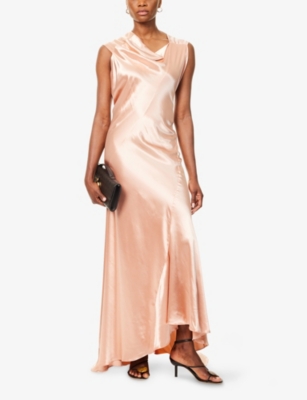 Alberta Ferretti Womens Pink Draped Asymmetric Woven Maxi Dress In Pink