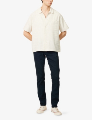Frame Mens Jacquard Boxy-fit Cotton-blend Shirt White Sand In White Sand