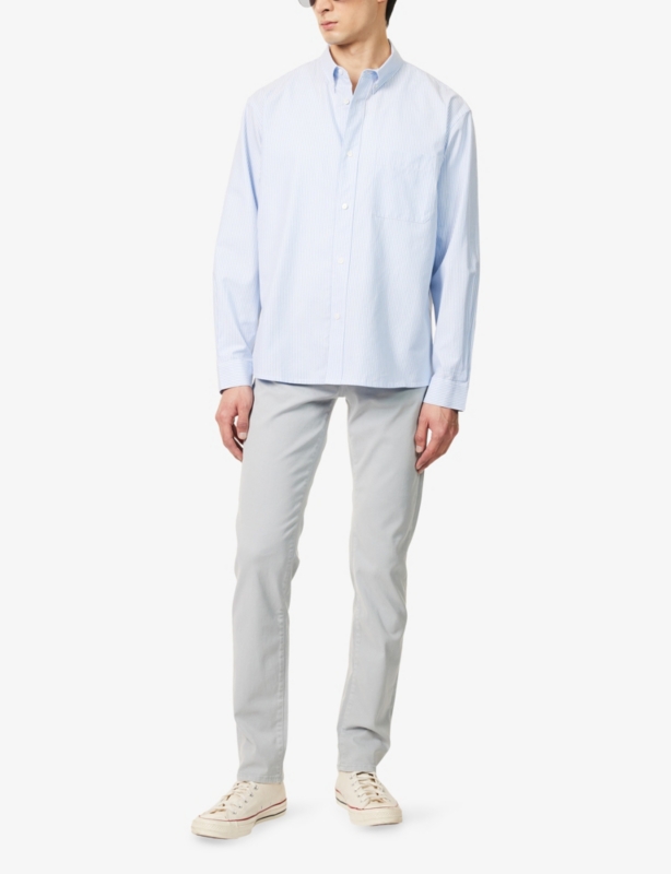 Striped Patch-Pocket Cotton Shirt