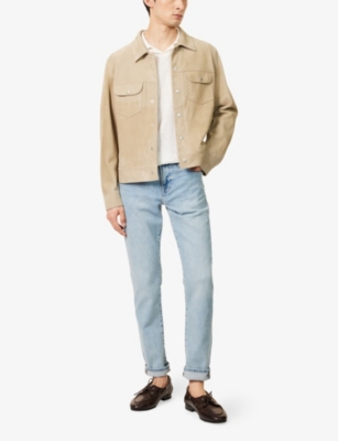 FRAME: Classic-Collar Patch-Pocket Suede Trucker Jacket