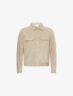 FRAME: Classic-Collar Patch-Pocket Suede Trucker Jacket