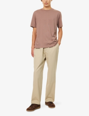 Frame Short Sleeve Light Cotton Tee Smoky Mocha In Brown