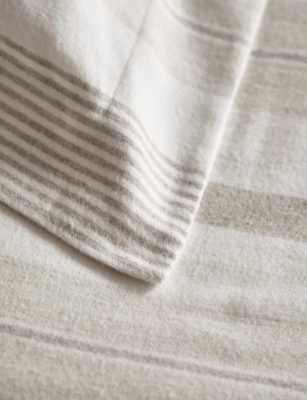 The White Company Farne Striped Cotton Duvet Cover In Brown