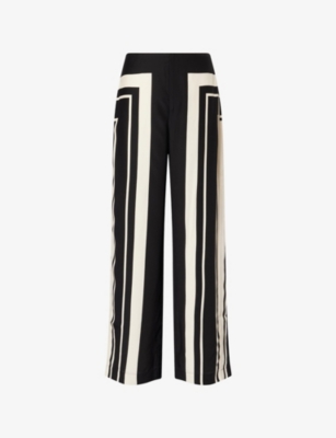 SIR WOMENS MILANO NERO PIETRA WIDE-LEG SILK TROUSERS XS 
