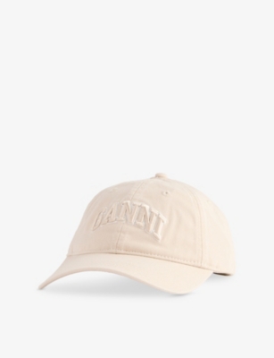 GANNI: Washed Logo-Embroidered Cotton-Canvas Cap