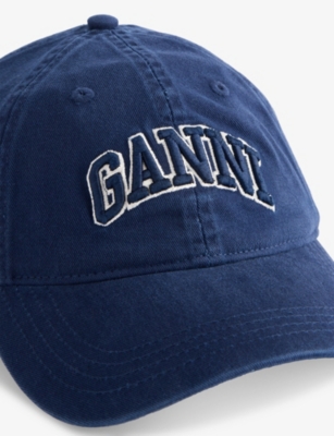 GANNI: Washed Logo-Embroidered Cotton-Canvas Cap