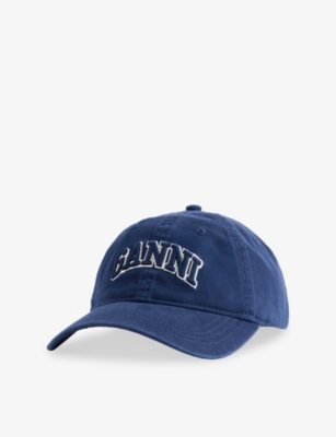 GANNI: Washed Logo-Embroidered Cotton-Canvas Cap
