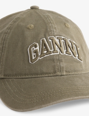Ganni Womens Kalamata Washed Logo-embroidered Cotton-canvas Cap