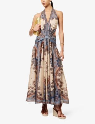 ZIMMERMANN: Ascension Halter-Neck Cotton Maxi Dress