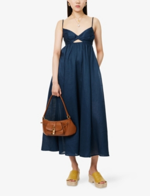 Shop Zimmermann Womens  Ascension Twist-front Linen Midi Dress
