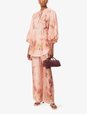 ZIMMERMANN: Cascadian Belted Silk Top