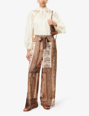 Shop Zimmermann Womens Cream Coco Embroidered Woven Blouse Xxs