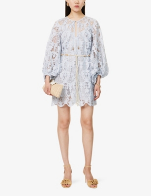 Zimmermann Coco Lace Mini Dress In Blue