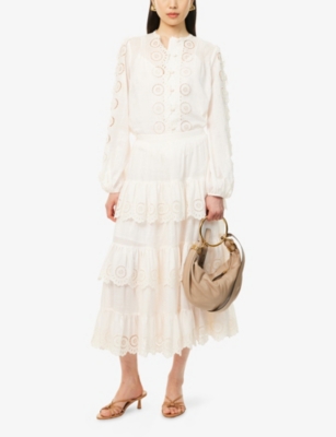 Shop Zimmermann Womens  Lucky Embroidered Cotton Blouse