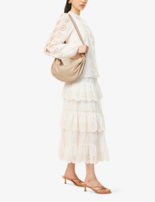 Shop Zimmermann Womens  Lucky Embroidered Cotton Midi Skirt
