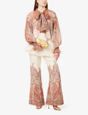 Zimmermann Rhiannon Paisley-print Trousers In Multi