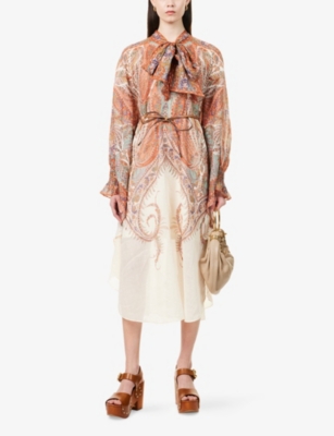 ZIMMERMANN: Rhiannon Floral Woven Midi Dress