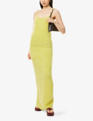 Soft Goat Womens Regular-fit Brushed Cashmere-knit Midi Skirt Lime Xs