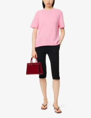 Soft Goat Womens Oversized Ribbed-trim Cashmere-knit Top Pink