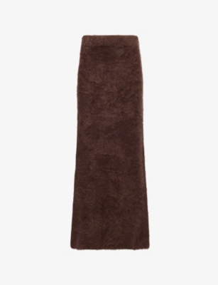 スカート Soft Goat Long Mocha-coloured brushed cashmere skirt SOFT GOAT Long Brushed Cashmere Skirt
