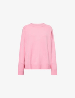 Soft Goat Womens Pink Relaxed-fit Ribbed-trim Cashmere-knit Jumper