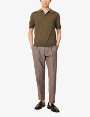 PAUL SMITH: Embroidered-Logo Fine-Knit Wool Polo Shirt