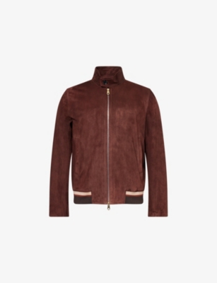 PAUL SMITH: Striped-Trim Regular-Fit Suede Jacket