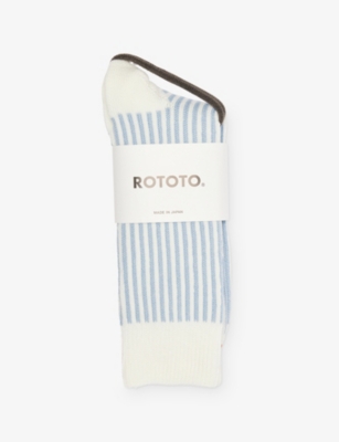 ROTOTO: R1586 Striped Cotton-Blend Ankle Socks