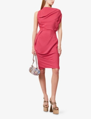 Vivienne Westwood Mens Raspberry Fond Draped Sleeveless Woven Midi Dress