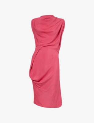 Vivienne Westwood Mens Raspberry Fond Draped Sleeveless Woven Midi Dress