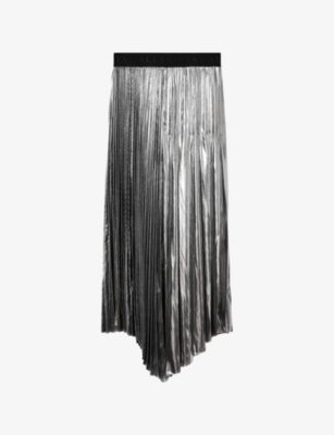 Allsaints: Jax Metallic Woven Maxi Skirt