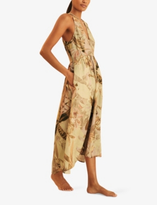REISS: NYBG Anna Floral-Print Linen Midi Dress