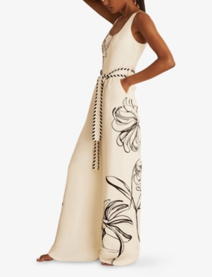 REISS: NYBG Kinsley Floral-Print Wide-Leg Woven Jumpsuit