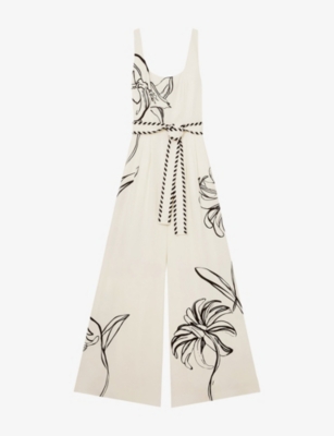 REISS: NYBG Kinsley Floral-Print Wide-Leg Woven Jumpsuit