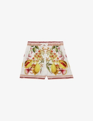 REISS: Sammie Graphic-Print Satin Shorts 13-14 Years