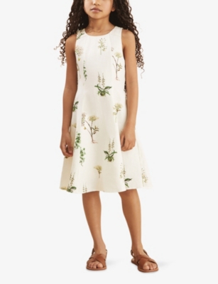 REISS: Elise Floral-Print Linen Dress 13 – 14 years