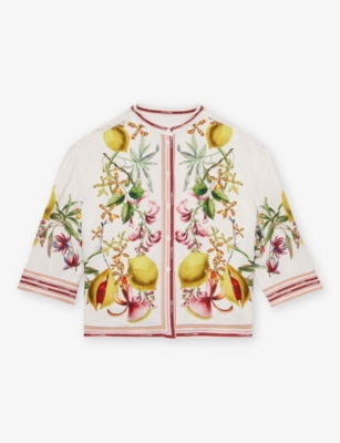 REISS IVORY WINONA FLORAL-PRINT WOVEN TOP 9-13 