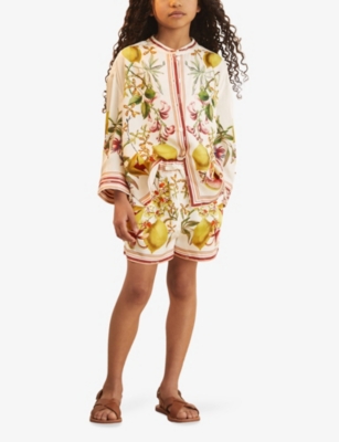 REISS: Sammie Graphic-Print Satin Shorts 9-13 Years