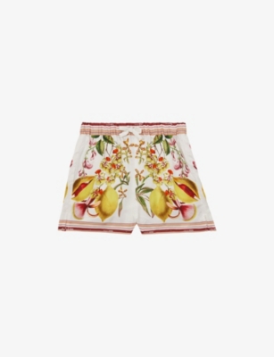 REISS: Sammie Graphic-Print Satin Shorts 9-13 Years