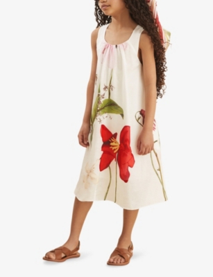 REISS IVORY REISS X NYBG ARIA FLORAL-PRINT RELAXED-FIT LINEN-BLEND MAXI DRESS 4 