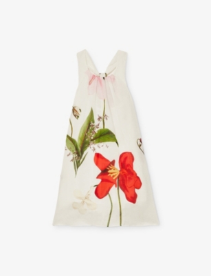 REISS: Aria Floral-Print Scoop-Neck Linen-Blend Maxi Dress 9-13 Years