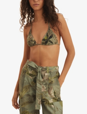 REISS: NYBG Thia Floral-Print Triangle Bikini Top