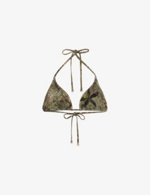 REISS: NYBG Thia Floral-Print Triangle Bikini Top