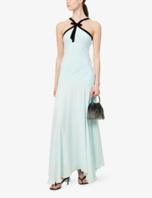 Rodarte Bow-detailed Silk Crepe And Georgette Halter Dress