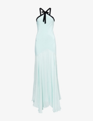 Rodarte Bow-detailed Silk Crepe And Georgette Halter Dress