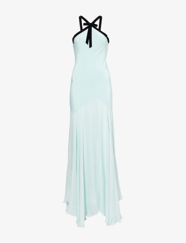 Georgette Halterneck Silk Maxi Dress