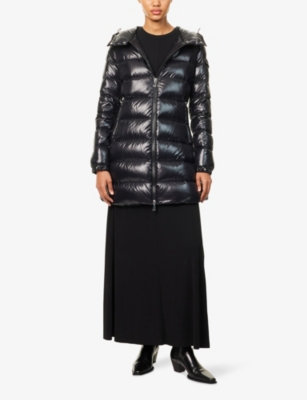 Moncler Womens Black Courcelles Hooded Shell-down Jacket