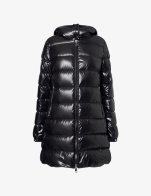 Moncler Womens Black Courcelles Hooded Shell-down Jacket