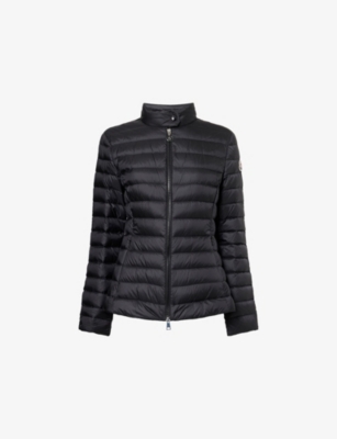 Moncler Womens Black Igelle Flared Shell-down Jacket Xl In Blue